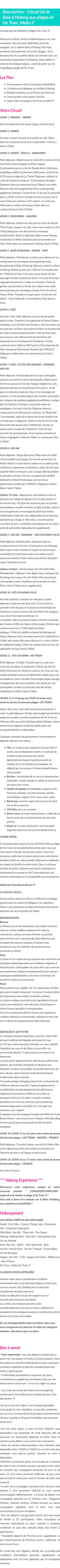 Détails du séjour