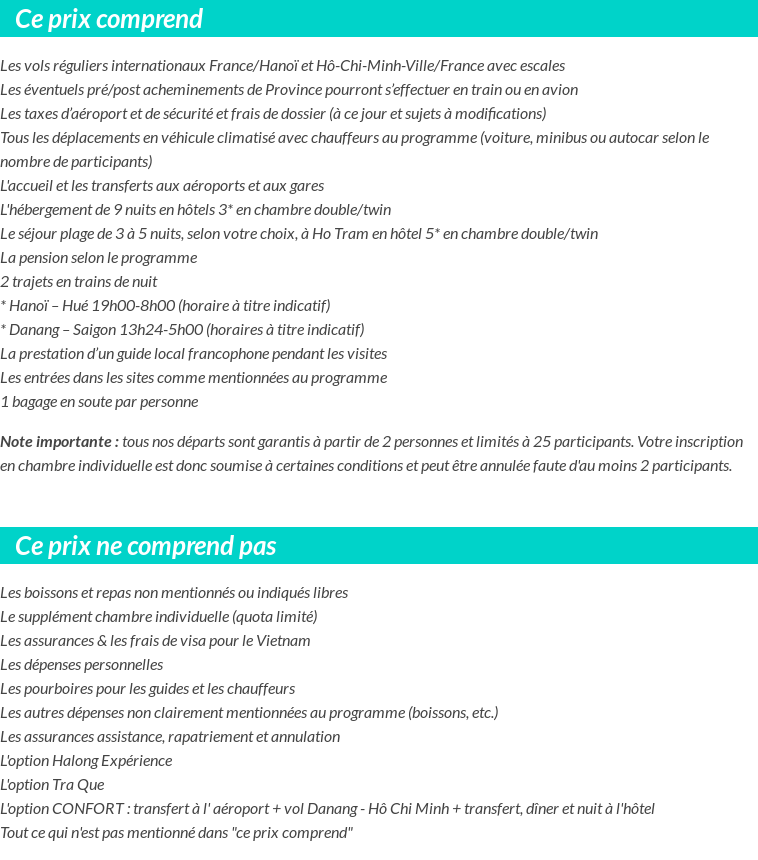 Conditions tarifaires