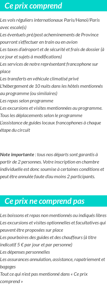 Conditions tarifaires