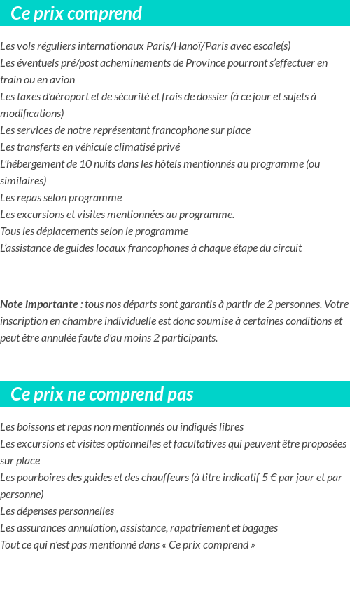Conditions tarifaires