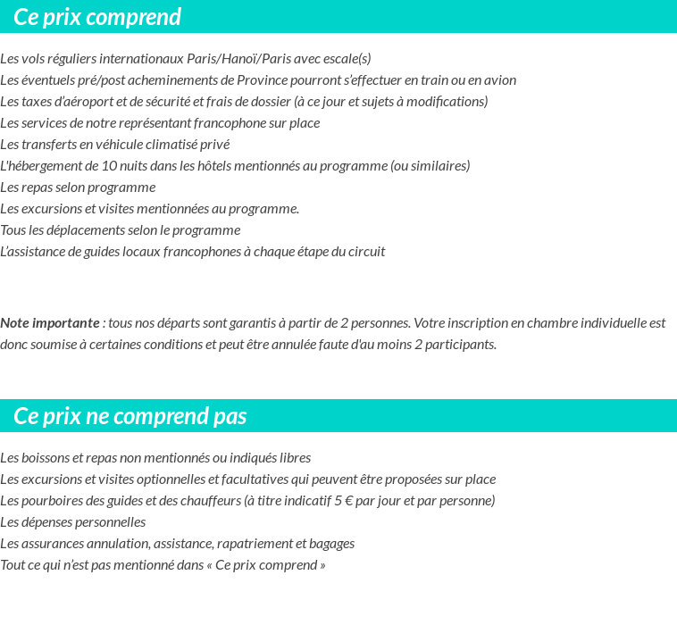 Conditions tarifaires
