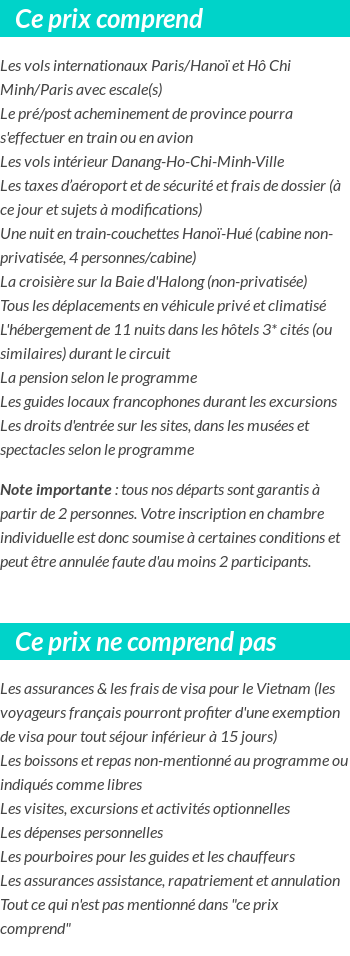 Conditions tarifaires