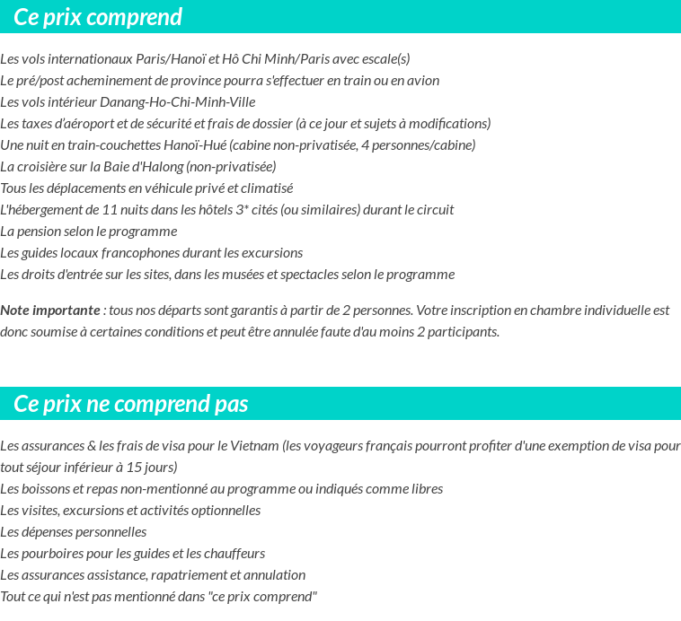 Conditions tarifaires