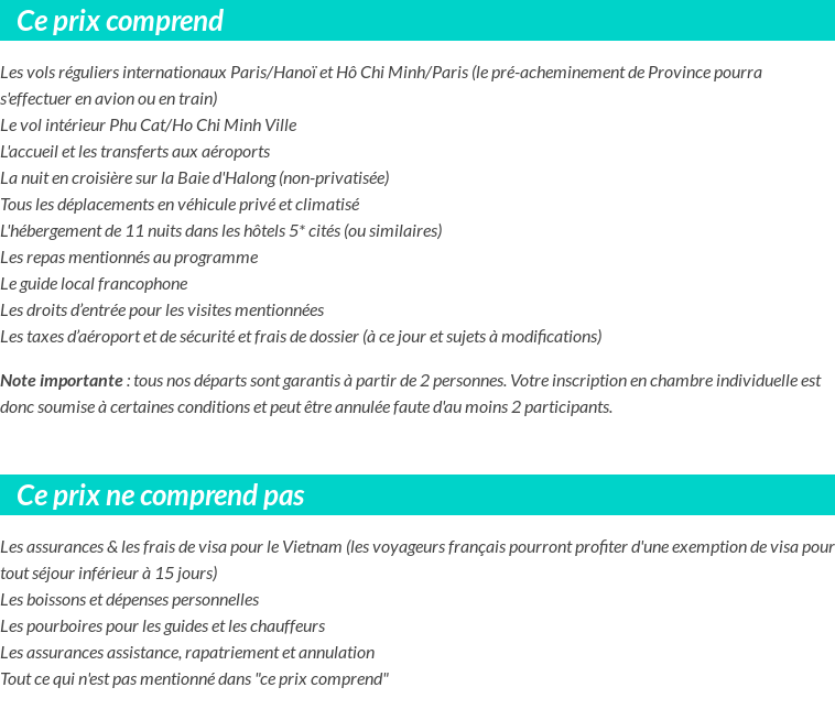 Conditions tarifaires