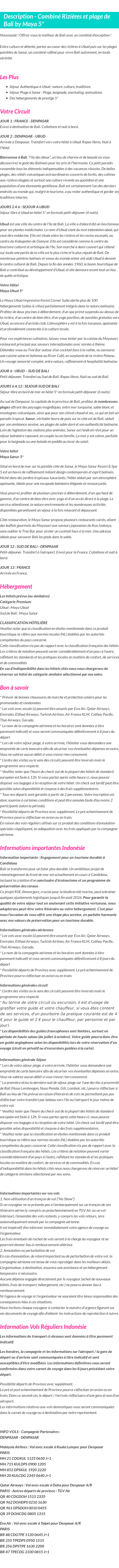 Détails du séjour
