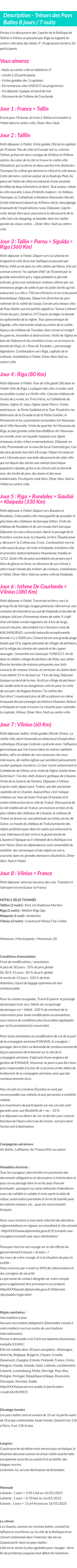 Détails du séjour