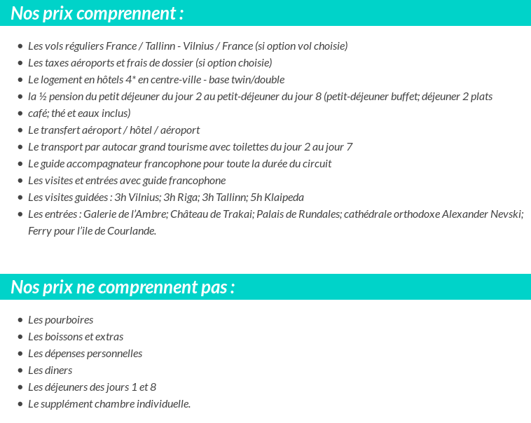 Conditions tarifaires