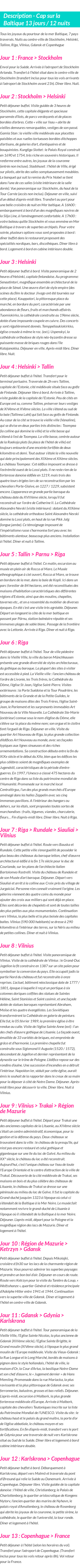 Détails du séjour