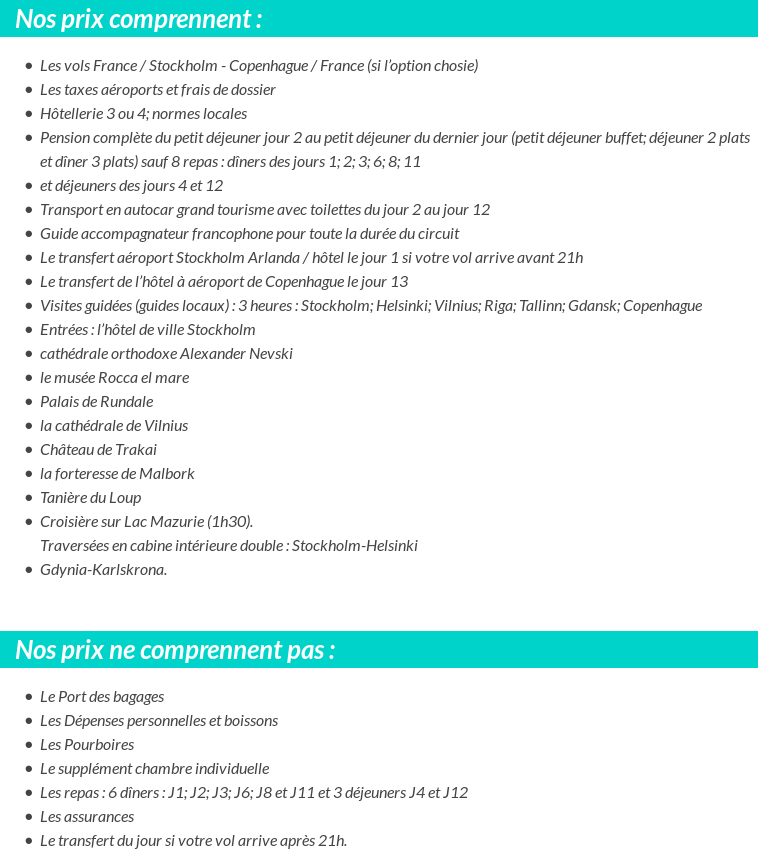 Conditions tarifaires