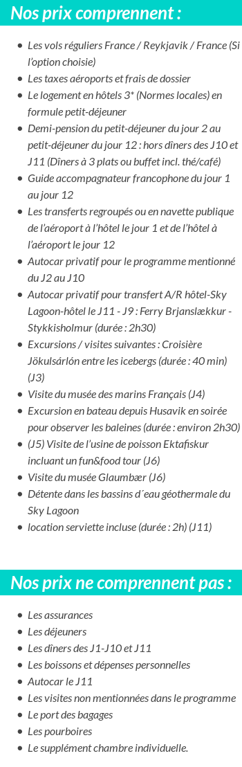 Conditions tarifaires