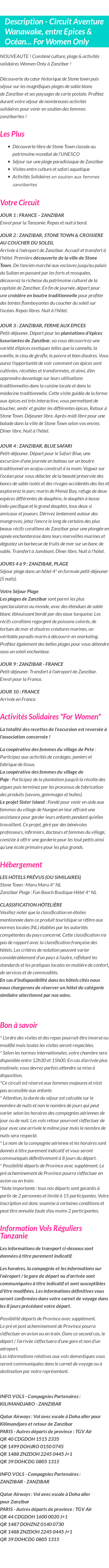 Détails du séjour