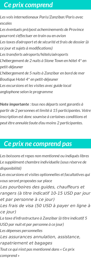 Conditions tarifaires
