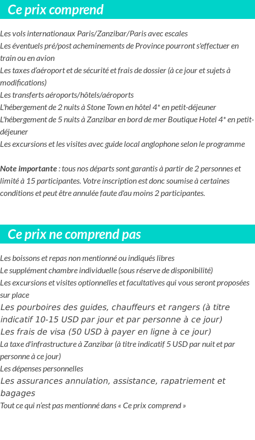 Conditions tarifaires