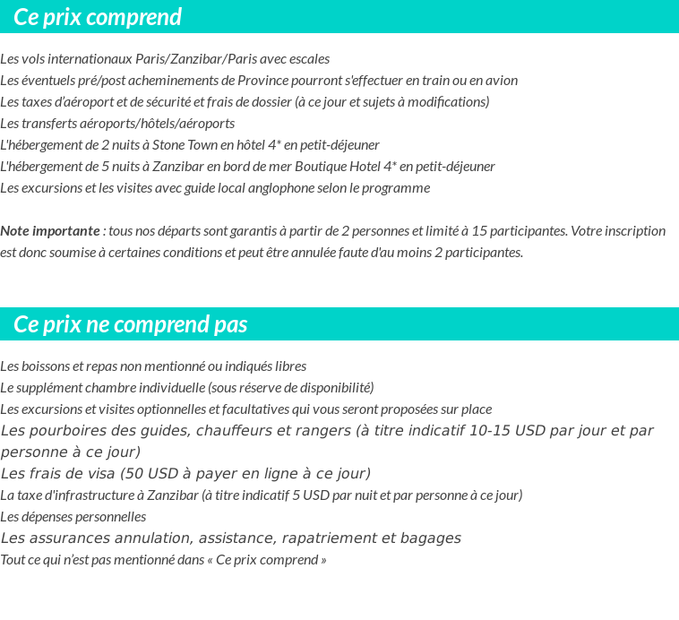 Conditions tarifaires