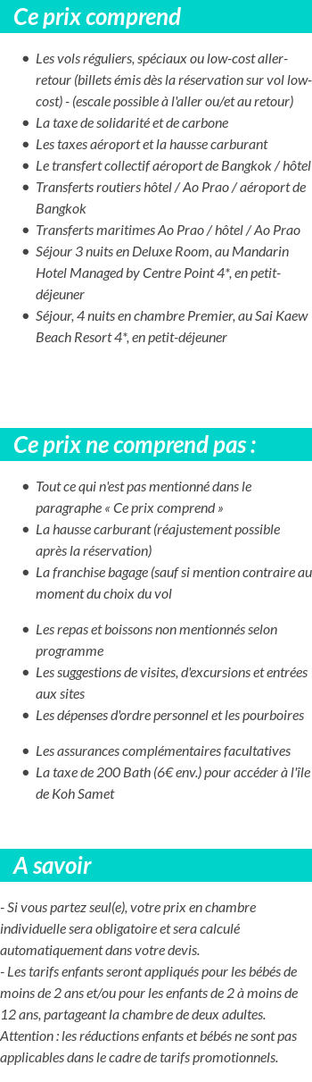 Conditions tarifaires