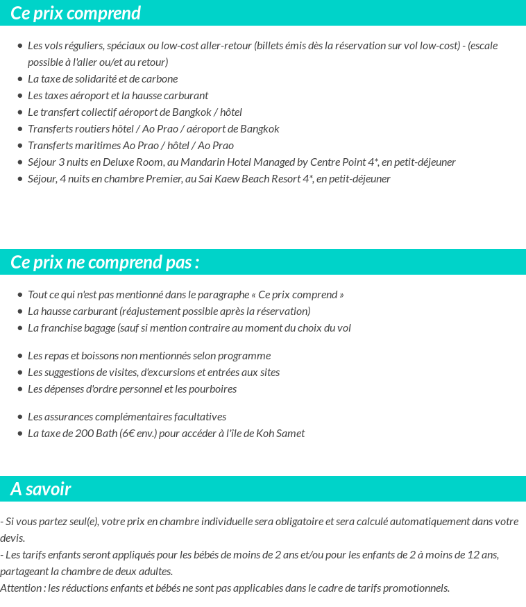 Conditions tarifaires