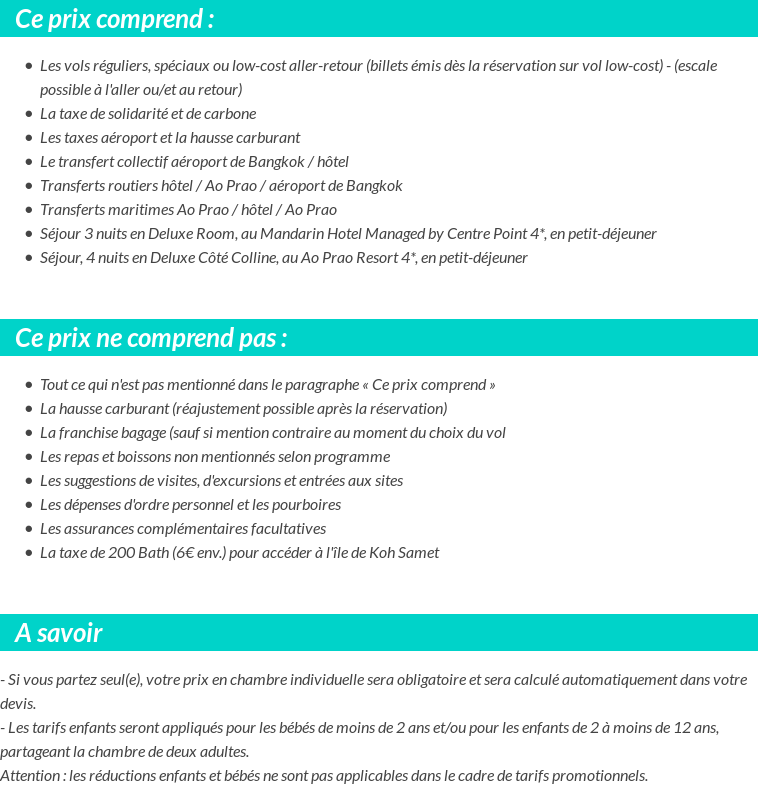 Conditions tarifaires