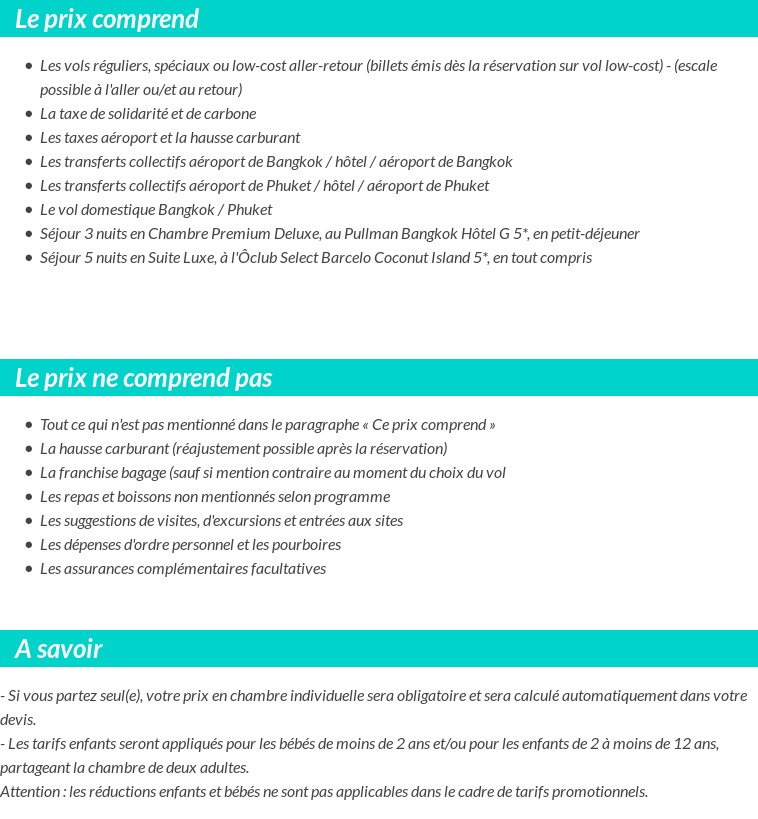 Conditions tarifaires