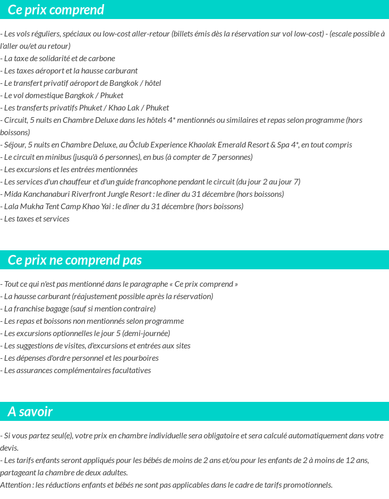 Conditions tarifaires