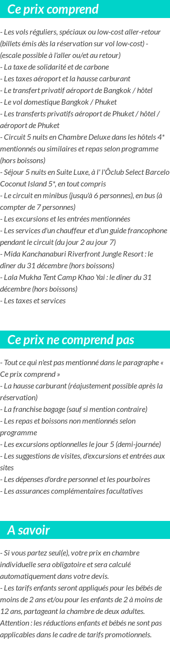 Conditions tarifaires
