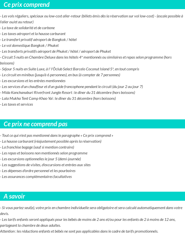 Conditions tarifaires