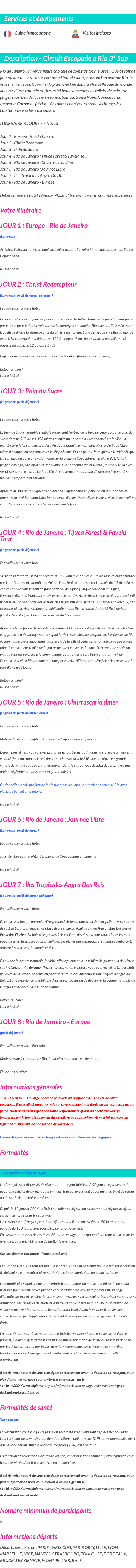 Détails du séjour