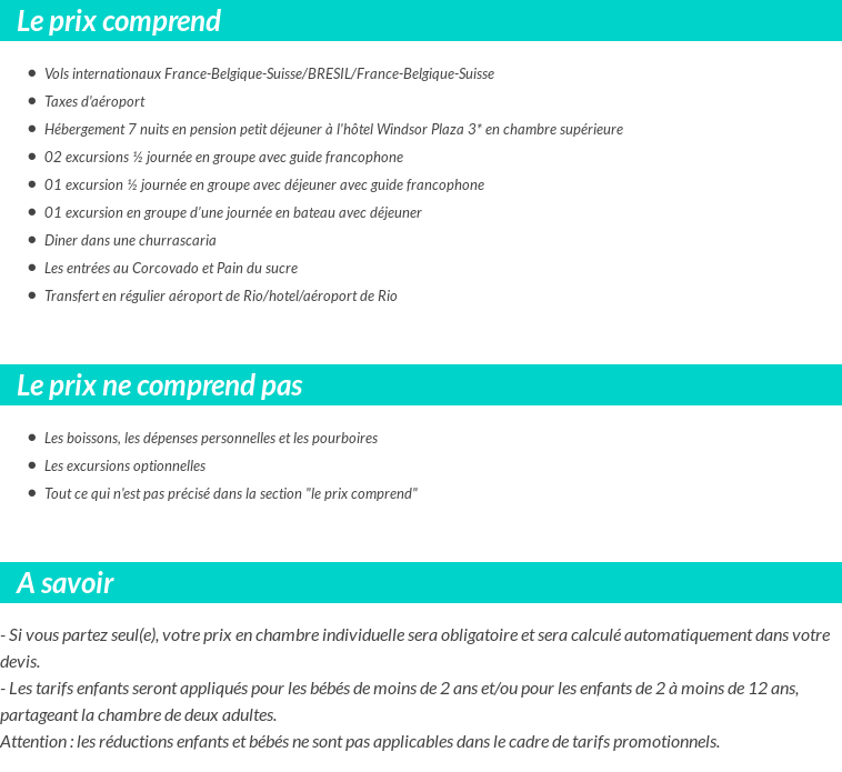Conditions tarifaires