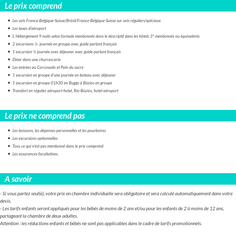 Conditions tarifaires