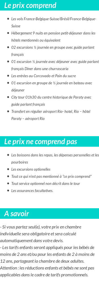 Conditions tarifaires