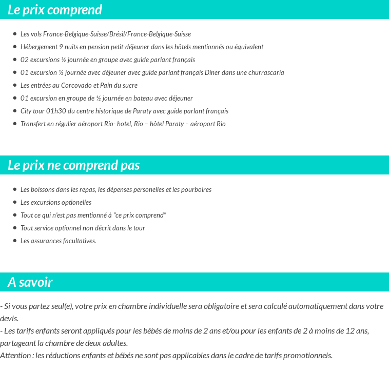 Conditions tarifaires