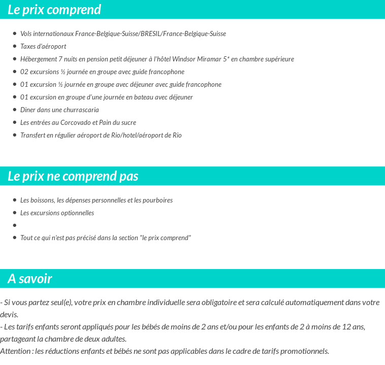 Conditions tarifaires