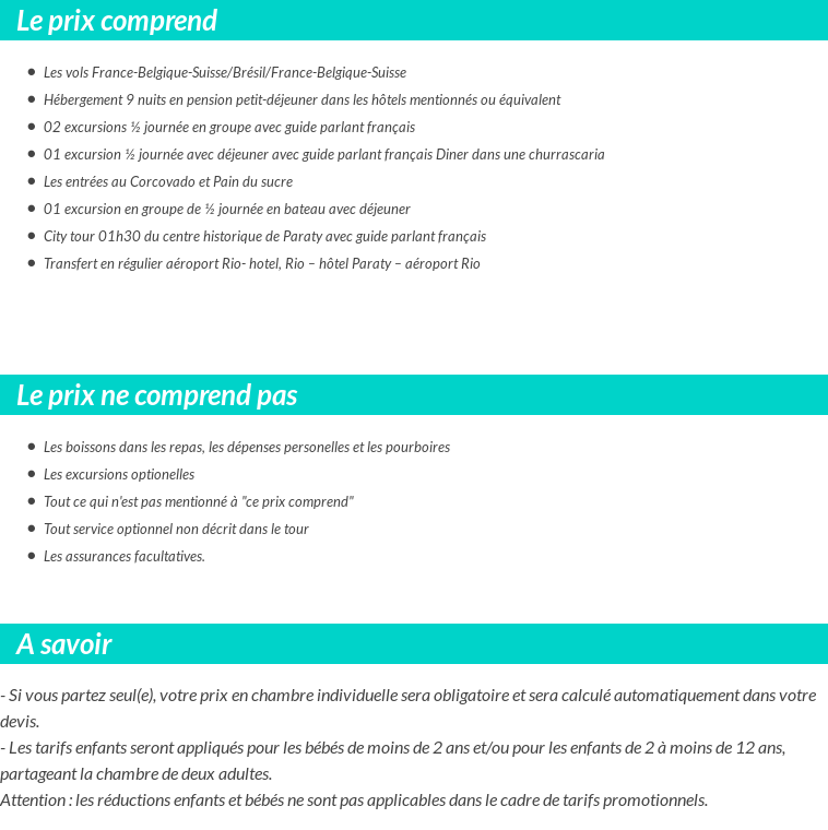 Conditions tarifaires