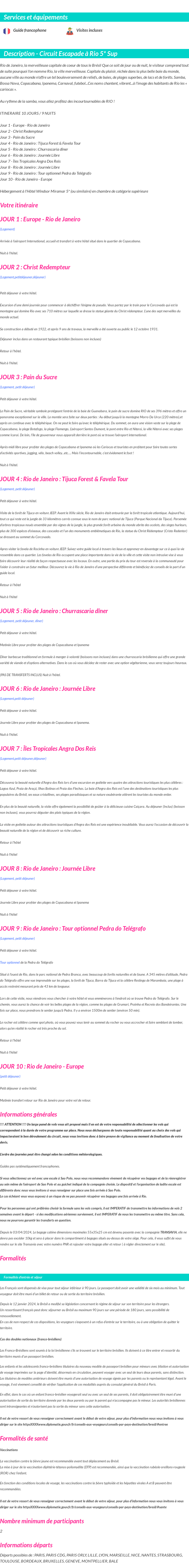 Détails du séjour