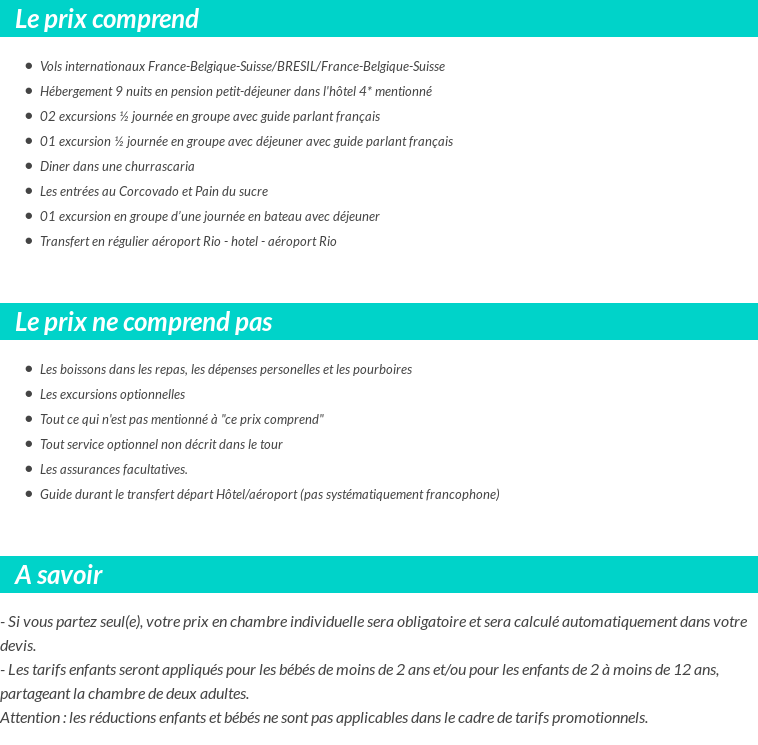 Conditions tarifaires
