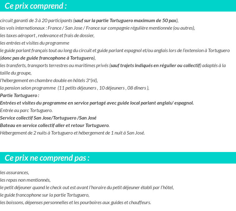 Conditions tarifaires