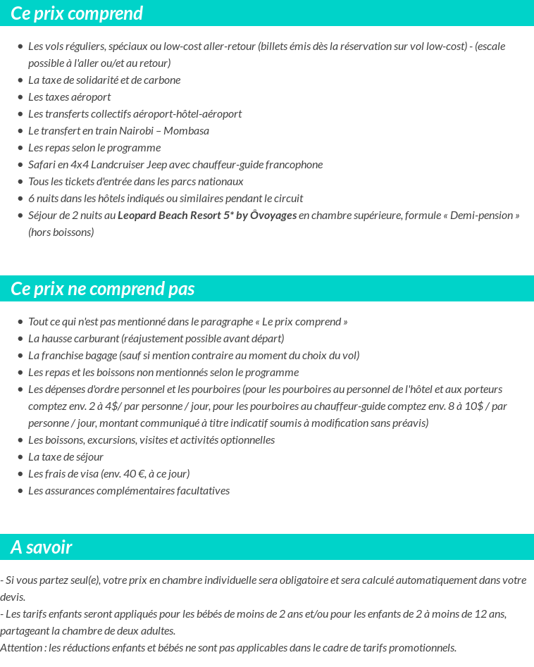 Conditions tarifaires