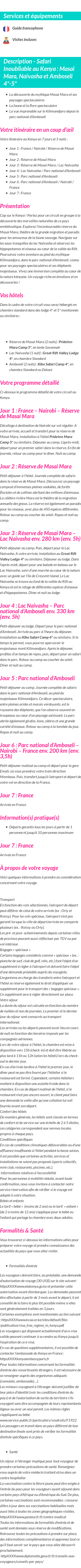 Détails du séjour