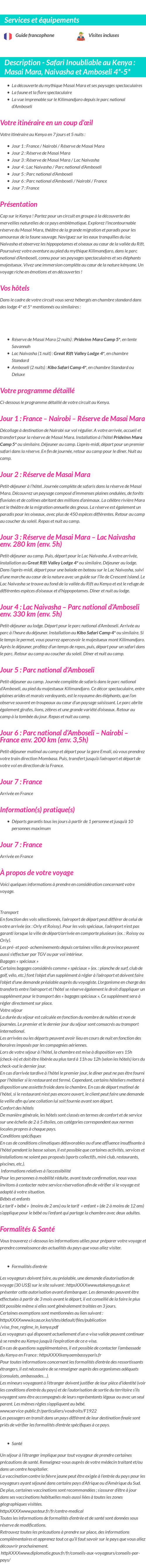 Détails du séjour