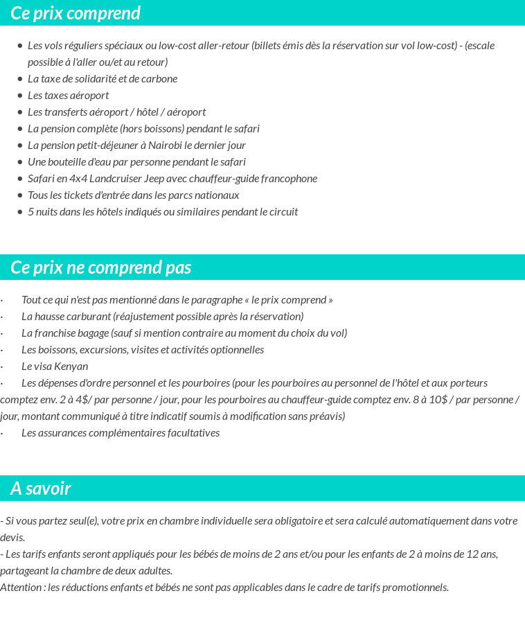 Conditions tarifaires