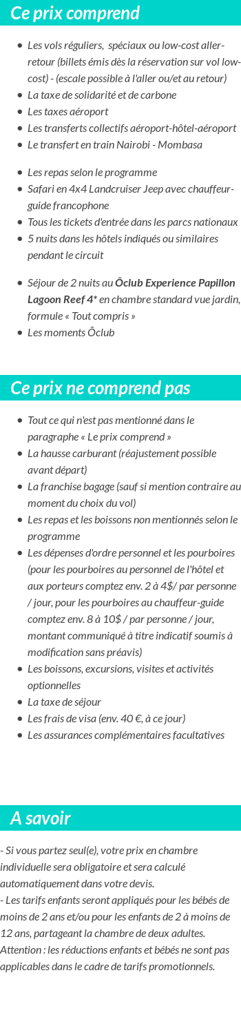 Conditions tarifaires