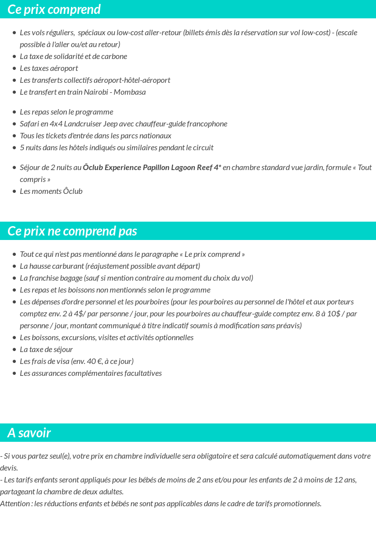 Conditions tarifaires