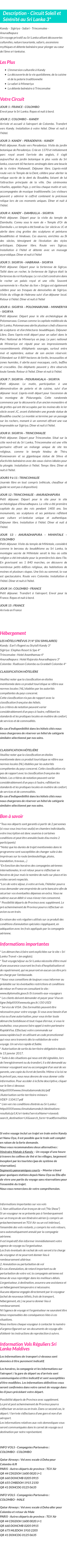Détails du séjour