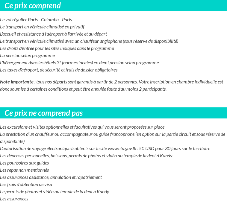Conditions tarifaires