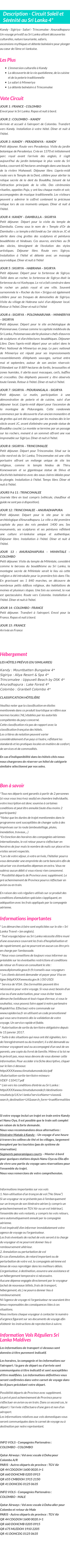 Détails du séjour