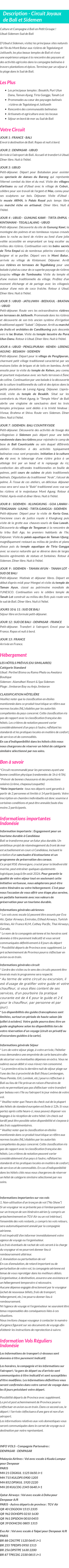 Détails du séjour