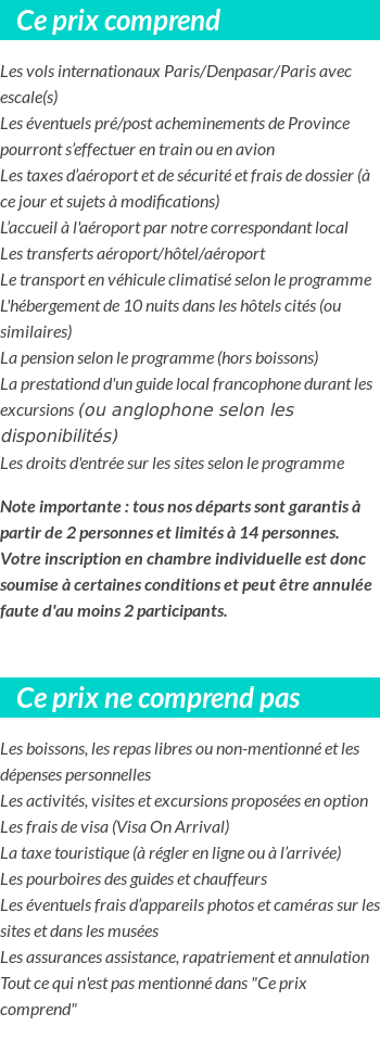 Conditions tarifaires