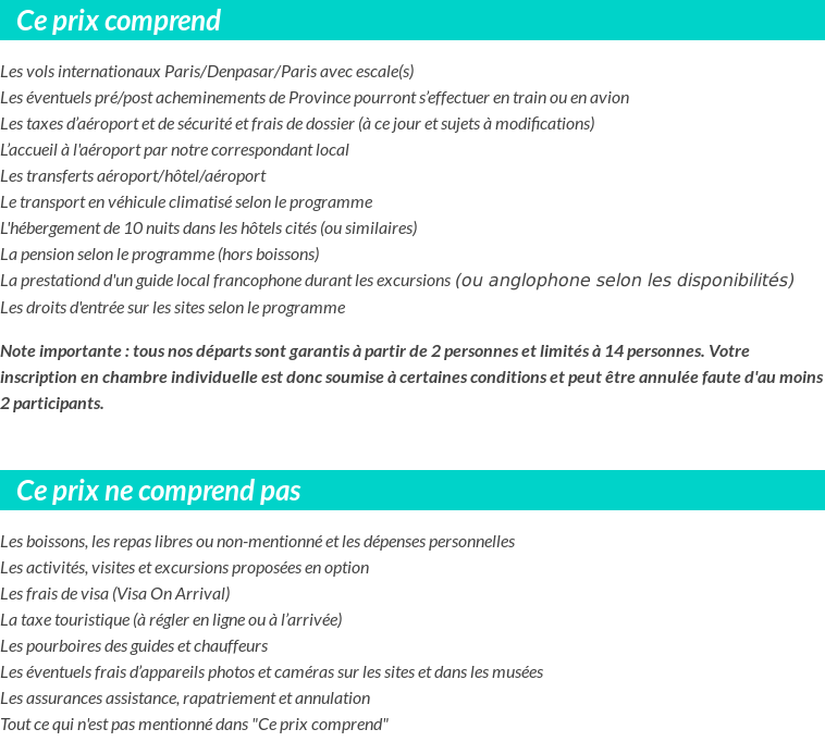 Conditions tarifaires