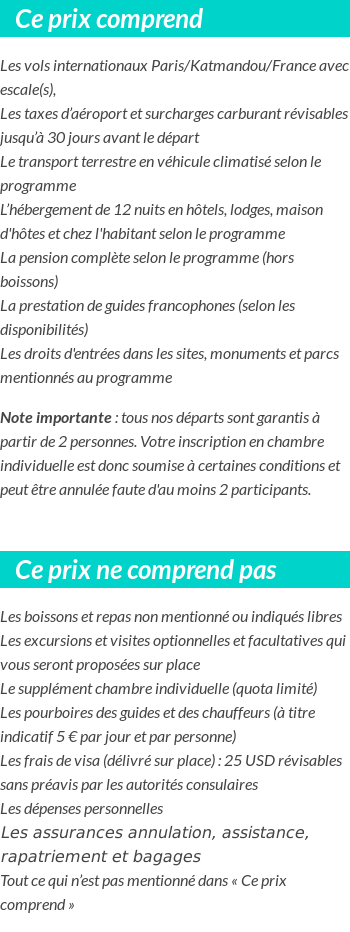 Conditions tarifaires