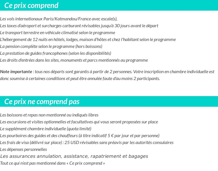 Conditions tarifaires