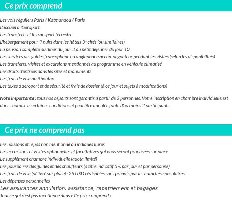 Conditions tarifaires